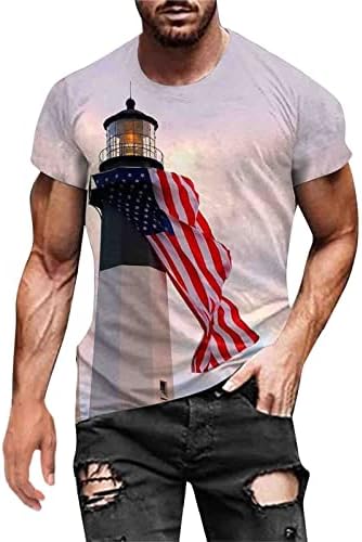 Bmisegm summer Workout Shirts for Men Mens Summer Independence Day Fashion 3d Digitalna štampa T Shirt T Shirts for Men