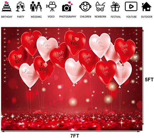 LTLYH 7x5ft Valentinovo fotografija pozadina Valentinovo Red Love Heart Balloon Decor Banner Party Photo Photoshoot Backdrop 126