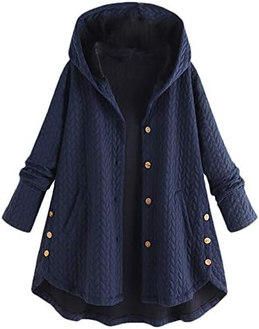 Andongnywell ženski ležerni kaput od revera flis Fuzzy Faux dugme za šišanje topla jesenska zimska jakna sa džepovima