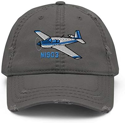Flyboy igračke Mooney M20 avion vezeni uznemireni šešir AIRDFFM20B-B1-dodajte svoj N