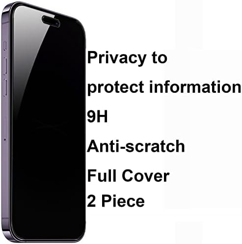 BWEDXEZ 2 Pack 360 stepen privatnost kaljeno staklo odijelo za iPhone 14 Pro Max Anti-Spy 4 uputstva za zaštitu ekrana Film 4 strane