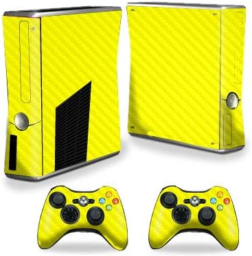 Koža od karbonskih vlakana za Xbox 360 S Console - Yellow | Zaštitna, izdržljiva teksturirana završna od karbonskih vlakana | Jednostavan za prijavu, uklanjanje i promjena stilova | Napravljeno u sad