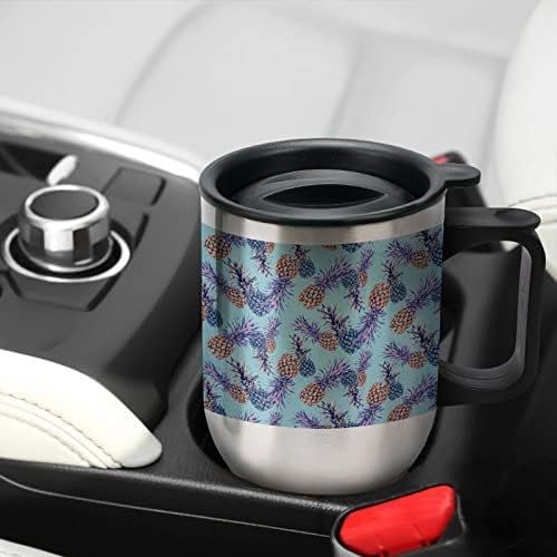 Fantastičan ananas putovanja za kavu za kavu od nehrđajućeg čelika vakuum izolirana čaša sa poklopcem i ručkom