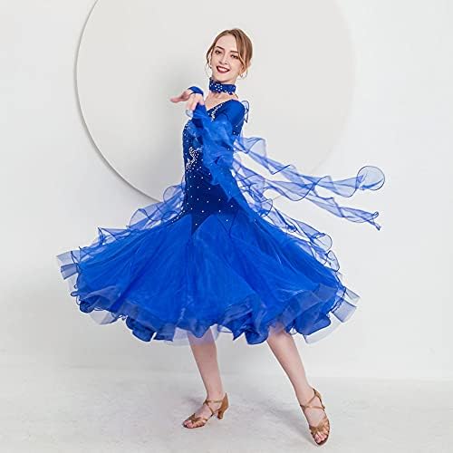 KRALJEVNA SMEELA Ženska plesna haljina sa plesom za ballroom Modern Waltz Tango Plesna odjeća na takmičenju s dugim rukavima Plesna