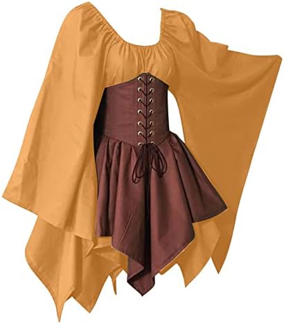 Tradicionalna Irska korzet haljina za žene renesansna Srednjovjekovna Gotička Flare rukav pertle nepravilna Vilenjačka Vilinska haljina