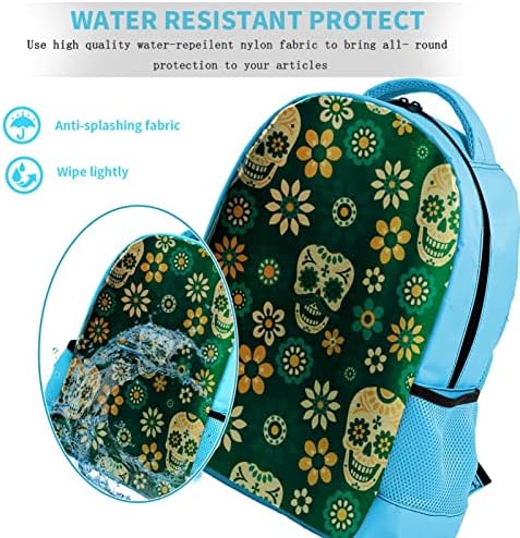 VBFOFBV ruksak za ženske pantalonske ruksak za laptop Travel Casual Torba, šećerna lubanja zelena cvijeta Meksiko