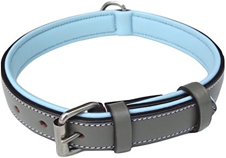 Soft touch Collars podstavljena koža pas ovratnik, Slimline izdanje velike sive i plave, 24 inčni dugi po 1 inčni širok, odgovara