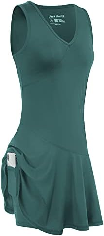 Jack Smith ženska golf teniska haljina s kratkim rukavicama bez rukava Wisture Wicking sportske vježbe haljina s džepovima