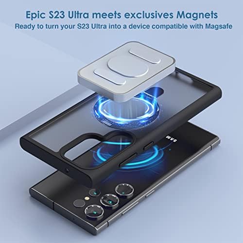 Carechoi nevidljiva metalna stalka magnetska futrola za Samsung Galaxy S23 Ultra [kompatibilan sa magsafe] [Vojni kap udara otporan