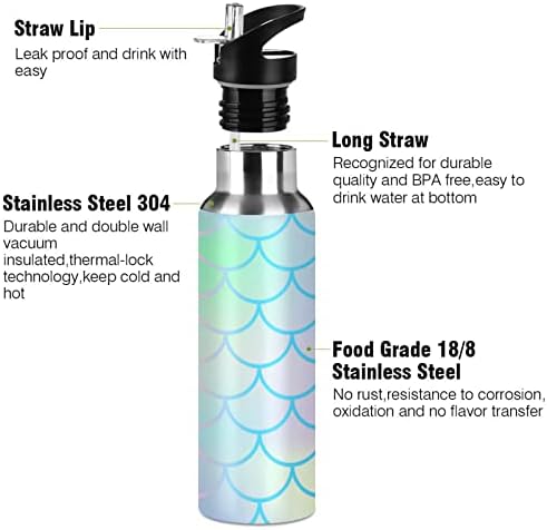 Oarencol sirena Vage Šarene boce vode od nehrđajućeg čelika vakuum izolirani termopozi sa slamnim poklopcem 20 oz