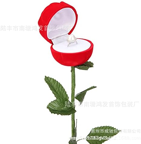 Dbylxmn crvena baršunasta ruža za angažman vjenčanih naušnica prsten na nakitu kutije za nakit