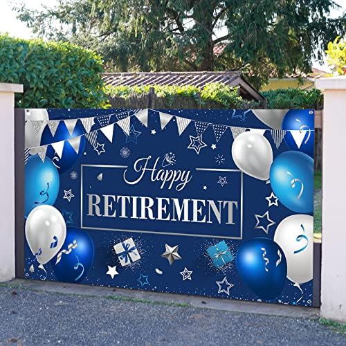 Happy Retirement Party Dekoracije, izuzetno velika tkanina Happy Retirement znak Banner Photo Booth pozadina sa konopcem za penziju