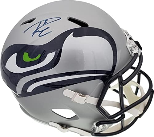 Russell Wilson s autogramom Seattle Seahawks Grey AMP replika šlema pune veličine u plavoj RW Holo zalihi #159113-NFL šlemovi sa autogramom
