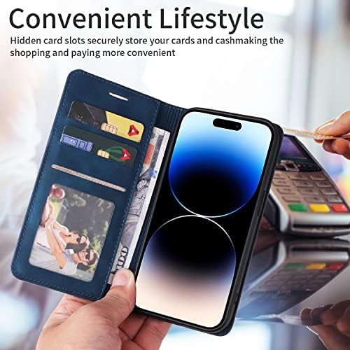 Zzxx iPhone 14 Pro case Wallet sa [RFID Blocking] Slot za kartice Photo Fram Kickstand magnetna meka koža Flip Fold Case za iPhone