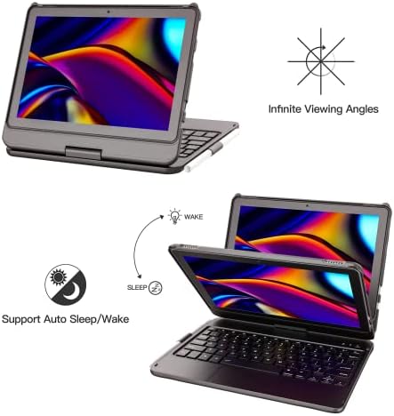 Touch tastatura za potpuno novi Fire HD 10 & Fire HD 10 Plus tablet 10.1 , 360 ° okretni, dodirni tastatura sa držačem olovke za vatrogasno