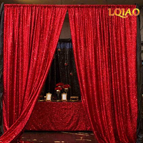 Lqiao crvena pozadina sa šljokicama 4x10ft svjetlucava tkanina od šljokica Photo Booth zavjese dekoracija rođendana vjenčanja