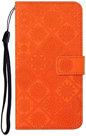 Xyx torbica za novčanik za Samsung Note 20, reljefni Vintage cvijet PU Koža Folio Flip Phone Case Cover za Galaxy Note 20 5G, narandžasta