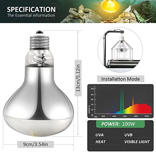 Mixjoy 100W Reptilna toplotna žarulja žarulja puni spektar UVA UVB Sunčano svjetlo za upotrebu gmizavaca i vodozemaca