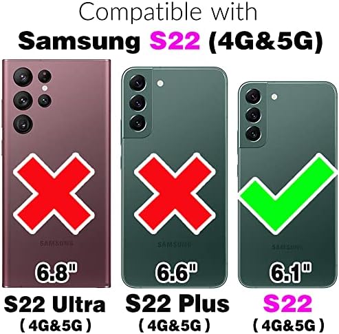 Fdcwtsh kompatibilan sa Samsung Galaxy S22 5G futrolom za novčanik i vezicom za narukvicu i kožnim držačem za preklopne kartice Stand