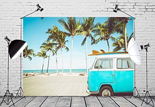 BELECO 10x6. 5ft tkanina tropska plaža pozadina Vintage auto plavi autobus daska za surfanje plaža surfanje ljeto Havaji fotografija