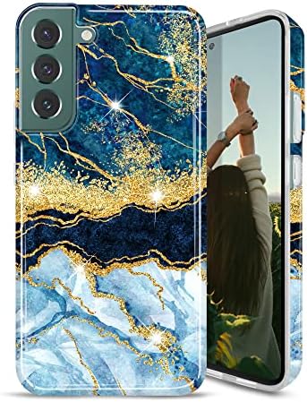 Jiaxiufen Galaxy S22 Case Gold Sparkle Glitter Mramorni Slim Shoot Otporni TPU mekani gumeni silikonski poklopac futrola za telefon