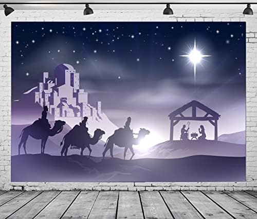 BELECO 10x8ft tkanina Božić rođenja pozadina Holy Night Stars Tri Kralja rođenje Isusa jasle jaslica jaslica pozadina jaslica Party