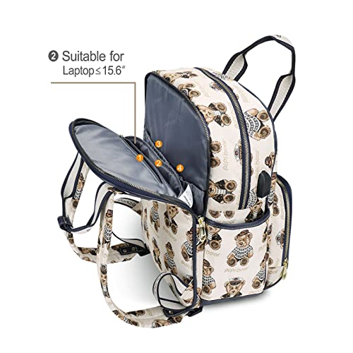 PIPI medvjedi ruksak za kolica i mijenjajućim jastučićima, jacquard ruksak ruksak mama tata Putovanje stražnjim pakovanjem sa USB