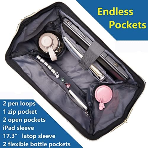 Erihop ruksak za Laptop žene 17 inčna torba za Laptop za posao / putovanja / medicinska sestra/ učiteljica, bež / siva
