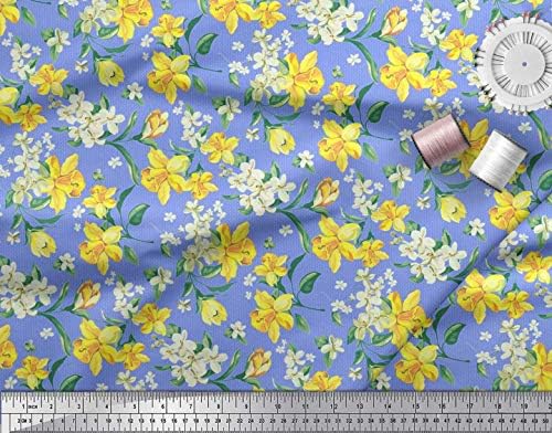 Soimoi pamučna Poplin tkanina Ogee Damask, Plumeria & Narcisovi cvjetni otisci tkanine po dvorištu širine 56 inča