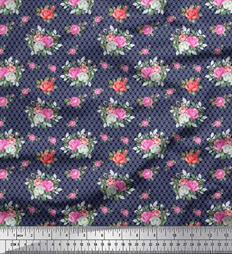 Soimoi pamučna Jersey tkanina Ogee Damask, lišće & amp; rose Floral print Fabric by the Yard 58 inch Wide