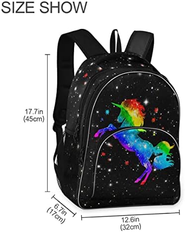 Mnsruu backpack za muškarce za muškarce za žene tinejdžeri, šareni jednorožni školski ruksak s USB punjenjem porta FIT 15.6 inčni