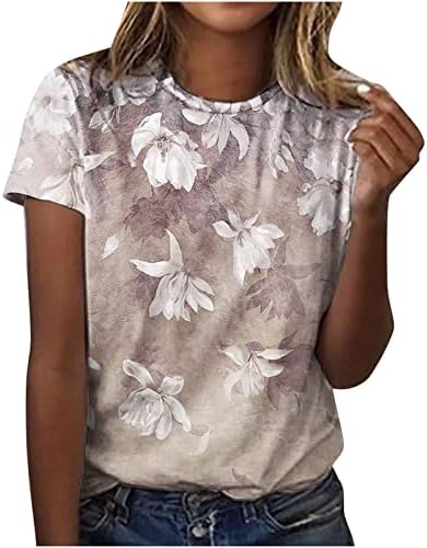 Thirt bluza za teen djevojke Jesen Ljeto kratki rukav pamuk pamuk posada izrez za vrat grafički cvjetni casual top cp cp cp
