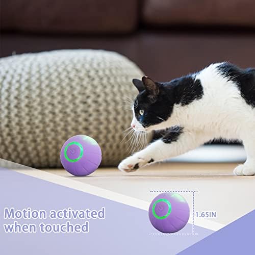 MADDEMCUTE interaktivne igračke za mačke sa LED svjetlima, 2 načina aktivna Lopta za kotrljanje za mačke u zatvorenom prostoru & mali psi, USB punjiva Peppy automatska Lopta za samo-pogon za štene male srednje kućne ljubimce