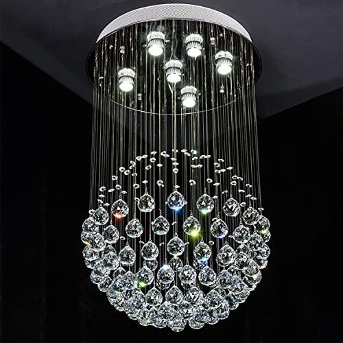 Sefinn Četiri K9 Crystal luster, stropna svjetlost kiše, modernu lampu sa 6 lampica za spavaću sobu, dnevni boravak, blagovaonica, ulaska, H32 x D18, oblik H32 x D18, jedan oblik kuglice.