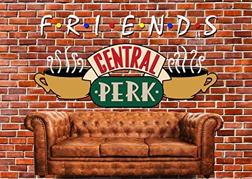 SJOLOON prijatelji Central Perk tema pozadina crvena cigla zid Retro Pub Sofa i kafa za 80-ih 90-ih Prijatelji rođendansku zabavu