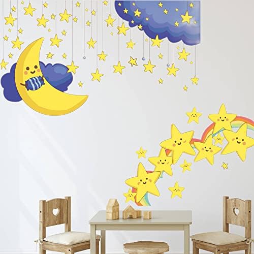 Zidne naljepnice mjesec i male zvijezde zidne naljepnice za zidni umjetnički zid spavaće sobe Mural za dnevni boravak zidni dekor rasadnika