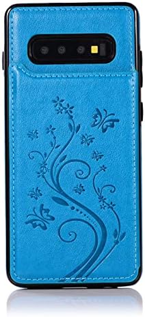 Futrola za telefon Samsung Galaxy S10 Plus sa zaštitom ekrana od kaljenog stakla i držačem za kartice poklopac novčanika Flip Leather Cell Accessories Glaxay S10+ 10s s 10 10plus S10plus Cases Žene Muškarci plava