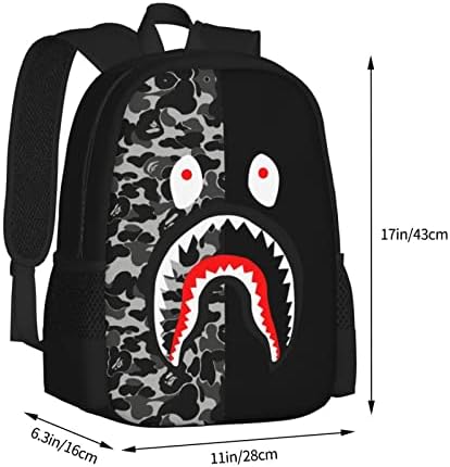 HAIXING Camo Shark ruksak Laptop ruksak za dječake putna torba Casual Daypack torba za planinarenje za djevojčice 17inch škola počinje
