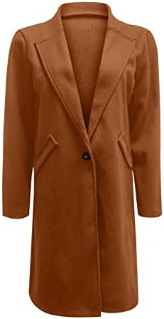 Blazer jakne za žene elegantna srednja duljina vitka montaža vunene mješavine kaput otporna na rovovi s džepom