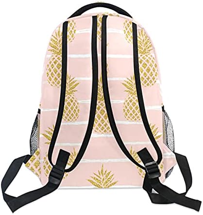 Bookbags laptop ruksak za srednju školu odraslih muškaraca zlato ananas na prugastim Travel College tinejdžeri Student Casual ramena Daypack