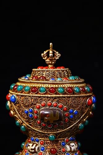 4 TIBETAN HEMPLE KOLEKCIJE Old Tibetan srebrna mozaik Gem blago nakita nakit pagoda Ornament Gradska kuća Exorcizam