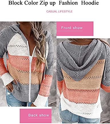 Jminger Ženske patentne zbojene džempere, dukseri u boji, duge rukave rastezljive ležerne duksere vrhovi