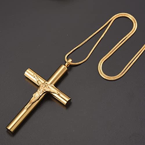 Biaihqie Cross Memorial ogrlica od nehrđajućeg čelika Kremat pepeo zadržava ogrlica od privjeske u urnu - shvaća urnu nakit-pogrebnu urnu
