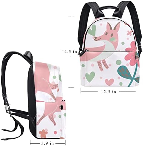 Tbouobt kožna putni ruksak lagani laptop casual ruksak za žene muškarci, crtani ružičasti fosički cvijet